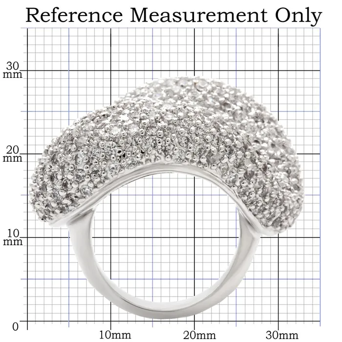 Alamode Rings 0W066 Rhodium Brass Ring with AAA Grade CZ in Clear