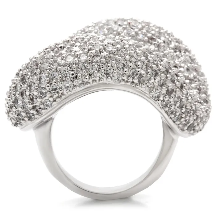 Alamode Rings 0W066 Rhodium Brass Ring with AAA Grade CZ in Clear