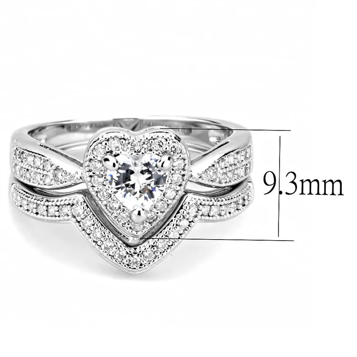 Alamode Rings 3W1508 Rhodium Brass Ring with AAA Grade CZ in Clear