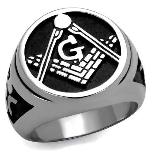 Alamode Rings TK2315 High polished no plating Stainless Steel Ring with Epoxy in Jet Alamode Rings TK2315 High polished no plating Stainless Steel Ring with Epoxy in Jet