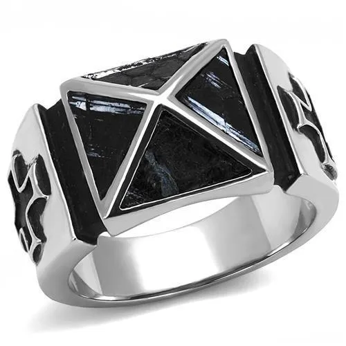 Alamode Rings TK3075 High polished no plating Stainless Steel Ring with Leather in Jet Alamode Rings TK3075 High polished no plating Stainless Steel Ring with Leather in Jet