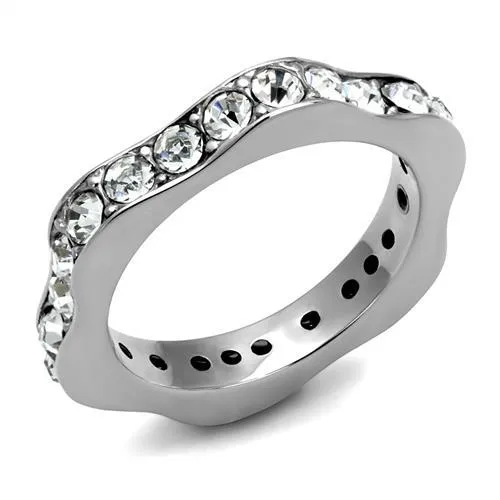 Alamode Rings TK3106 High polished no plating Stainless Steel Ring with Top Grade Crystal in Clear Alamode Rings TK3106 High polished no plating Stainless Steel Ring with Top Grade Crystal in Clear