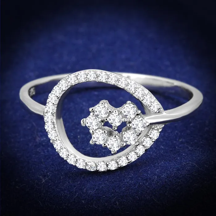 Alamode Rings TS307 Rhodium 925 Sterling Silver Ring with AAA Grade CZ in Clear Alamode Rings TS307 Rhodium 925 Sterling Silver Ring with AAA Grade CZ in Clear