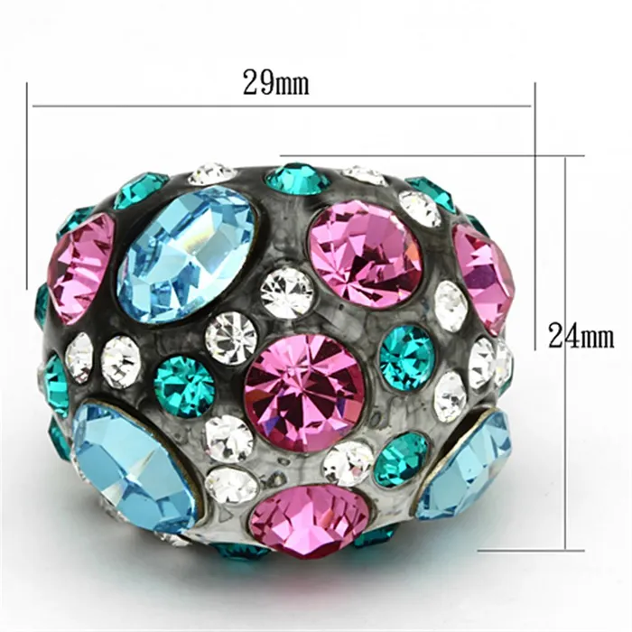 Alamode Rings VL103 Resin Ring with Top Grade Crystal in Multi Color
