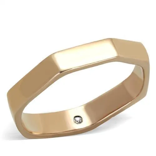 Alamode TK2030 IP Rose GoldIon Plating Stainless Steel Ring with Top Grade Crystal in Clear Rings Alamode TK2030 IP Rose GoldIon Plating Stainless Steel Ring with Top Grade Crystal in Clear Rings