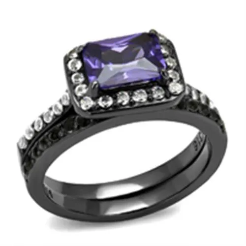 Alamode TK2778 IP Light Black IP Gun Stainless Steel Ring with AAA Grade CZ in Tanzanite Rings Alamode TK2778 IP Light Black IP Gun Stainless Steel Ring with AAA Grade CZ in Tanzanite Rings