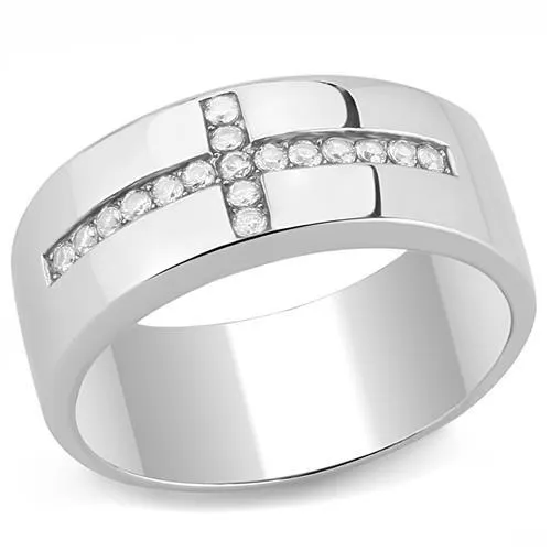 Alamode TK3225 High polished no plating Stainless Steel Ring with AAA Grade CZ in Clear Rings Alamode TK3225 High polished no plating Stainless Steel Ring with AAA Grade CZ in Clear Rings