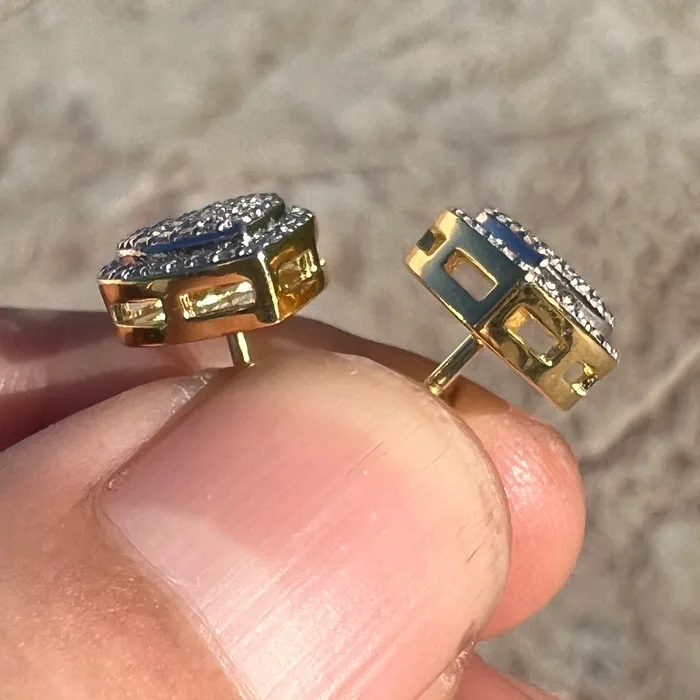 Bling Cartel 14k Gold Pated 925 Sterling Silver Heart Earrings Iced 065ct Moissanite Flooded Out Pass Diamond Tester Earrings Bling Cartel 14k Gold Pated 925 Sterling Silver Heart Earrings Iced 065ct Moissanite Flooded Out Pass Diamond Tester Earrings