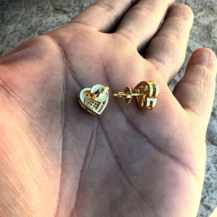 Bling Cartel 14k Gold Pated 925 Sterling Silver Heart Earrings Iced 065ct Moissanite Flooded Out Pass Diamond Tester Earrings Bling Cartel 14k Gold Pated 925 Sterling Silver Heart Earrings Iced 065ct Moissanite Flooded Out Pass Diamond Tester Earrings