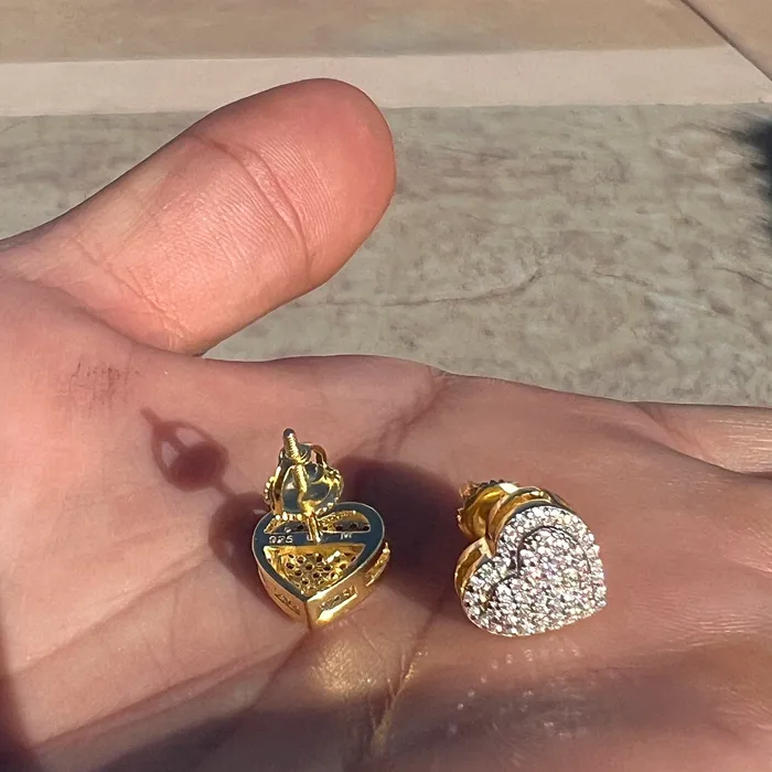 Bling Cartel 14k Gold Pated 925 Sterling Silver Heart Earrings Iced 065ct Moissanite Flooded Out Pass Diamond Tester Earrings Bling Cartel 14k Gold Pated 925 Sterling Silver Heart Earrings Iced 065ct Moissanite Flooded Out Pass Diamond Tester Earrings