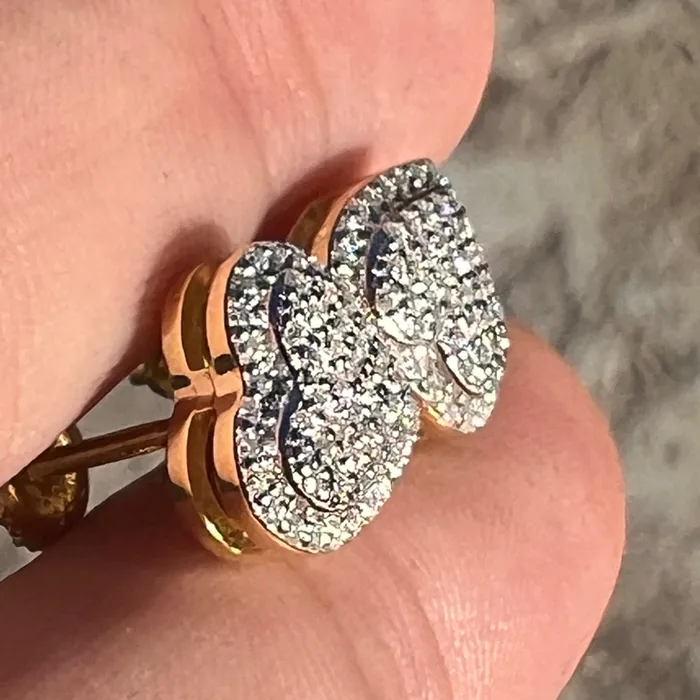 Bling Cartel 14k Gold Pated 925 Sterling Silver Heart Earrings Iced 065ct Moissanite Flooded Out Pass Diamond Tester Earrings Bling Cartel 14k Gold Pated 925 Sterling Silver Heart Earrings Iced 065ct Moissanite Flooded Out Pass Diamond Tester Earrings