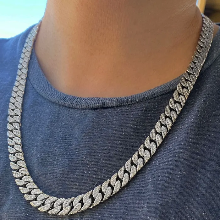 Bling Cartel Admin Rings Diamond Dust Diamond Cut Silver Tone Cuban Chain 24 10MM