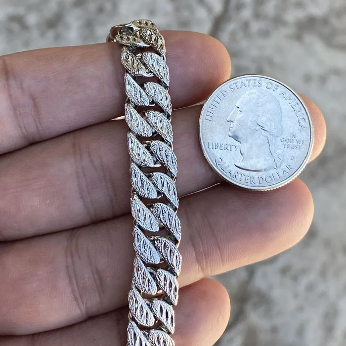 Bling Cartel Admin Rings Diamond Dust Diamond Cut Silver Tone Cuban Chain 24 10MM