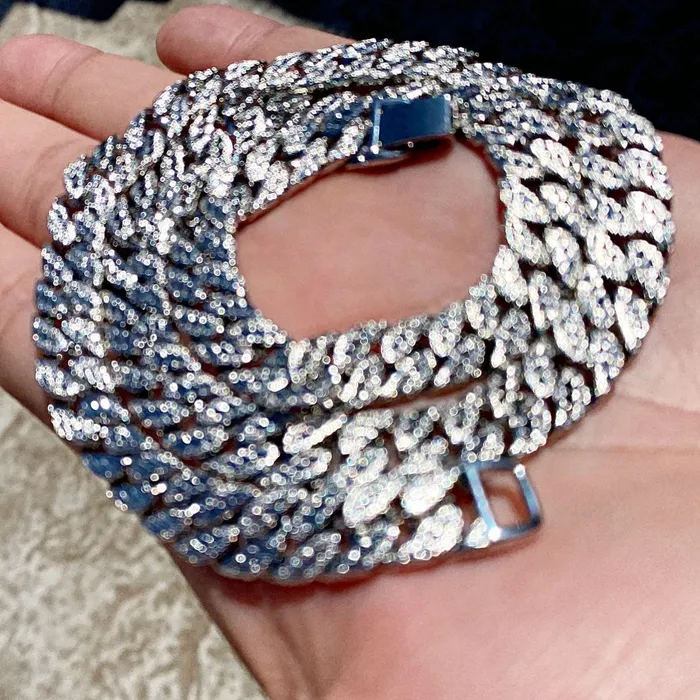 Bling Cartel Admin Rings Diamond Dust Diamond Cut Silver Tone Cuban Chain 24 10MM