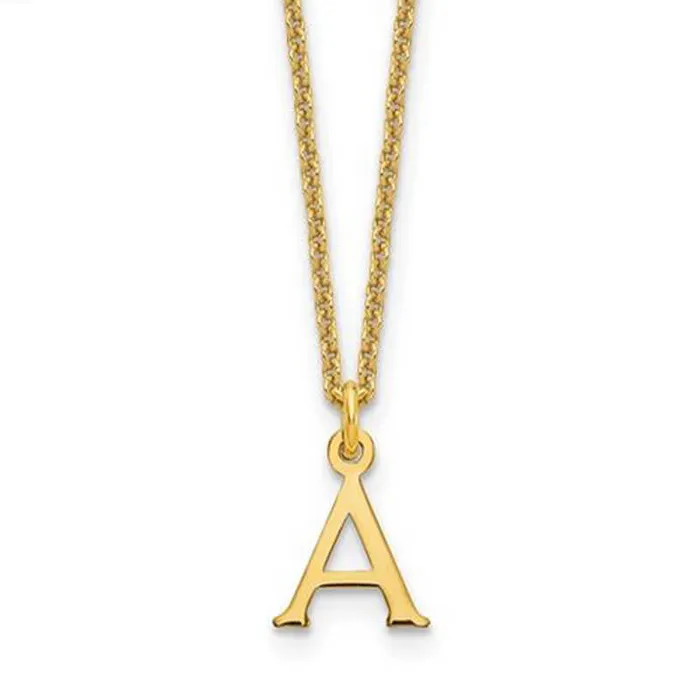 Block Letter Initial Pendant in Sterling Silver or 14kt Gold deBebians Necklaces