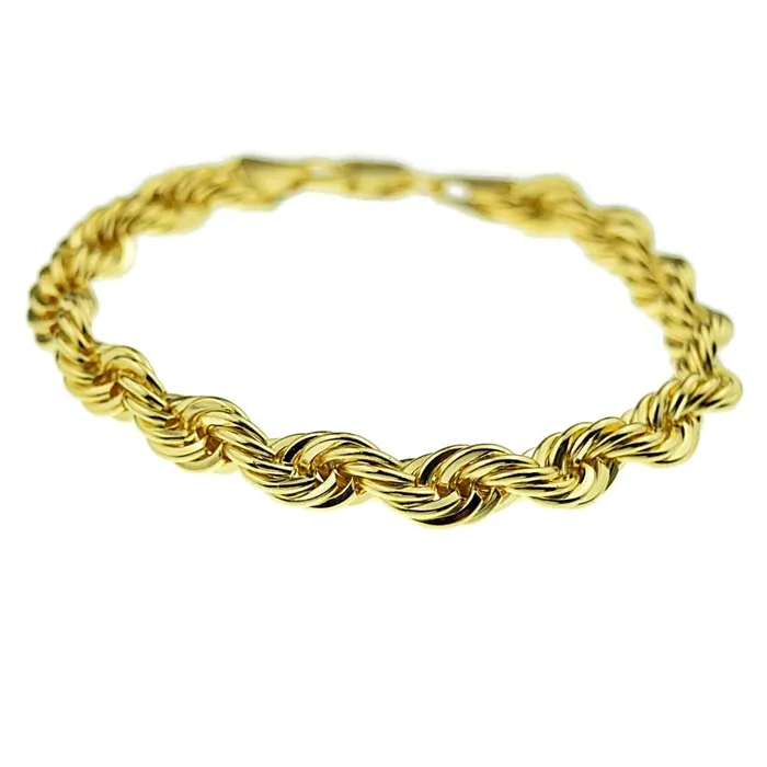 Bracelets Bling Cartel Admin 14K Gold Plated Rope Chain Bracelet 9 x 8MM