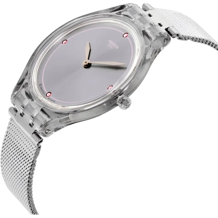 Bracelets Swatch Swatch Womens Watch Skin Skinstones Quartz Silver Dial Milanese Bracelet SVOK105M