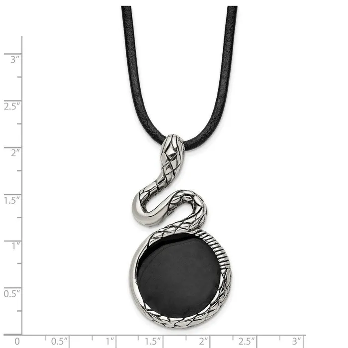 Chisel Necklaces Stainless Steel Polished and Antiqued Enameled Snake Necklace Chisel Necklaces Stainless Steel Polished and Antiqued Enameled Snake Necklace