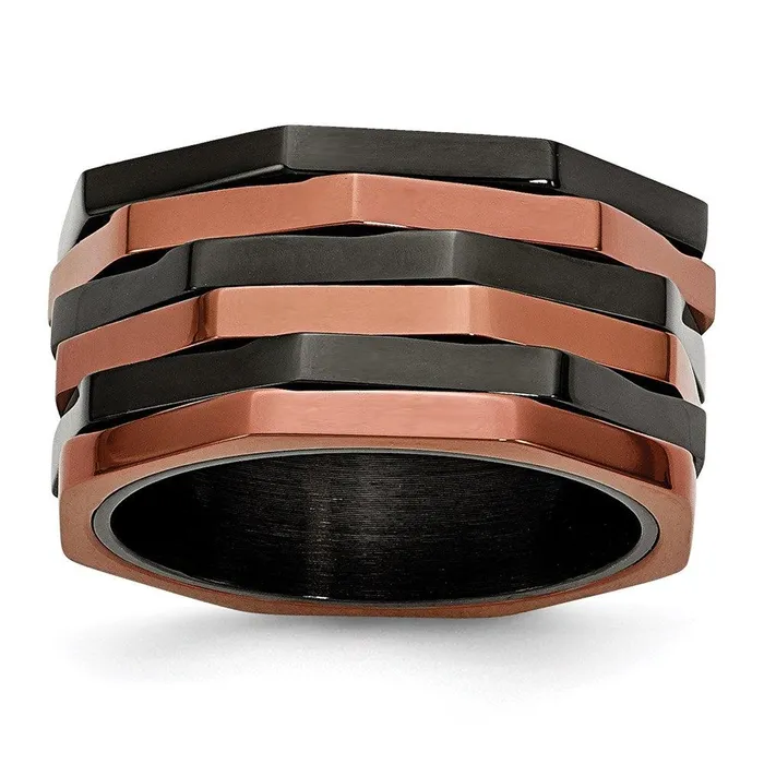 Chisel Rings Stainless Steel Black Brown IPplated Ring Chisel Rings Stainless Steel Black Brown IPplated Ring