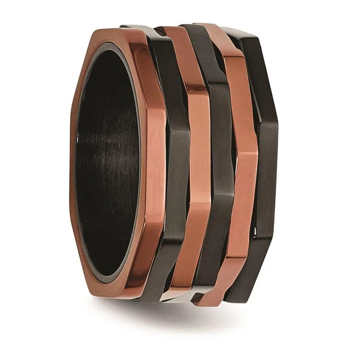 Chisel Rings Stainless Steel Black Brown IPplated Ring Chisel Rings Stainless Steel Black Brown IPplated Ring