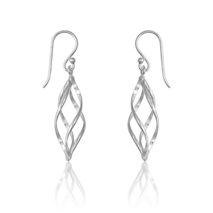 Classic Earrings Sterling Silver Lined Oval Earrings