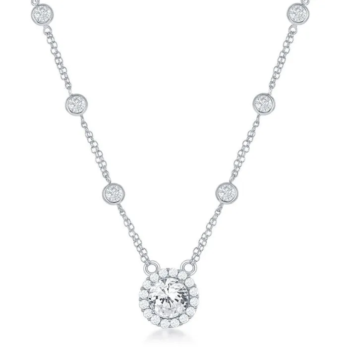 Classic Necklaces Sterling Silver By The Yard with Round CZ Necklace