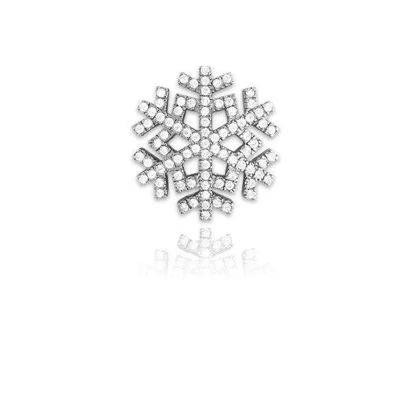 Classic Sterling Silver Micro Pave Snowflake Pendant 85 stones Necklaces
