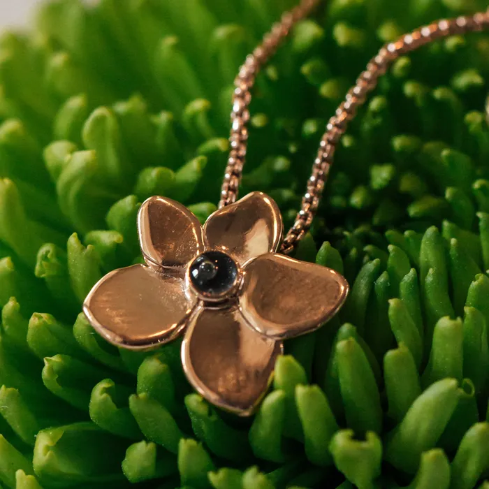 closebymejewelry Necklaces Hydrangea Cremation Necklace in 14K Rose Gold