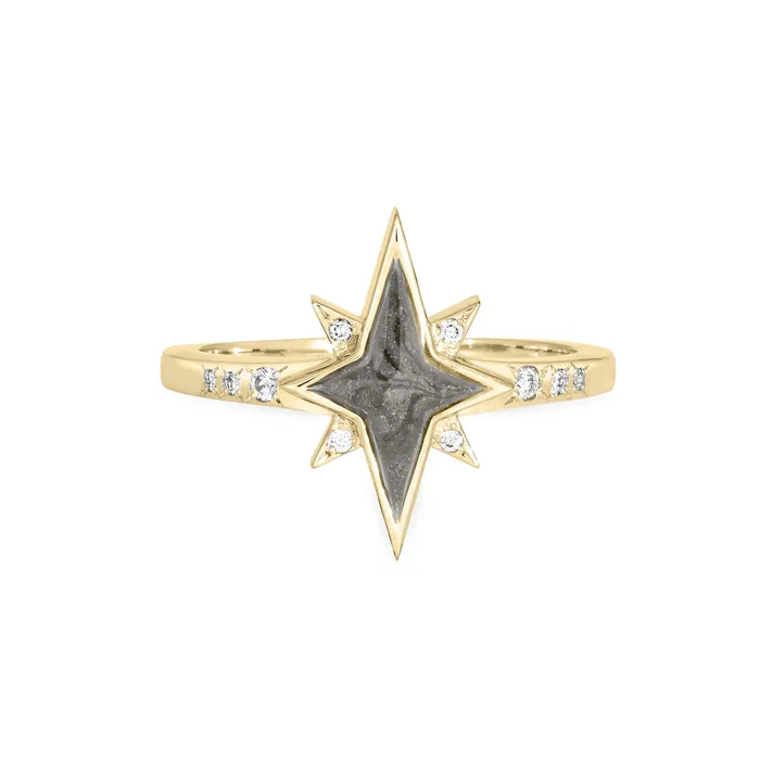 closebymejewelry Rings North Star Cremation Ring in 14K Yellow Gold with 10 Diamonds closebymejewelry Rings North Star Cremation Ring in 14K Yellow Gold with 10 Diamonds