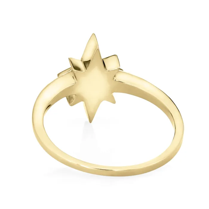 closebymejewelry Rings North Star Cremation Ring in 14K Yellow Gold with 10 Diamonds