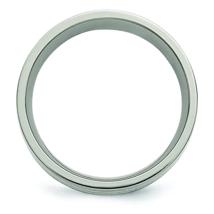 deBebians 14k Yellow Gold Inlay Titanium Ring Flat Polished Finish in 8mm Rings