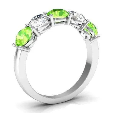 deBebians Rings 200cttw Shared Prong 5 Stone Ring with Diamonds and Peridot