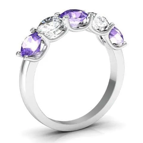 deBebians Rings 200cttw U Prong Amethyst and Diamond Five Stone Ring