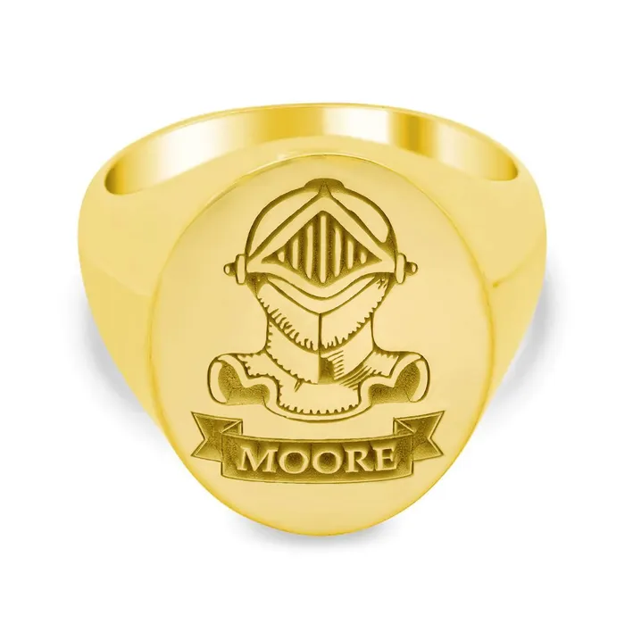 deBebians Rings Knights Helmet Crest Family Name Mens Oval Signet Ring