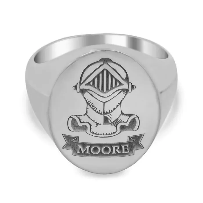 deBebians Rings Knights Helmet Crest Family Name Mens Oval Signet Ring