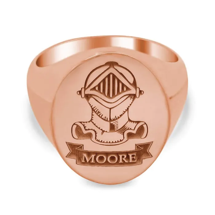 deBebians Rings Knights Helmet Crest Family Name Mens Oval Signet Ring