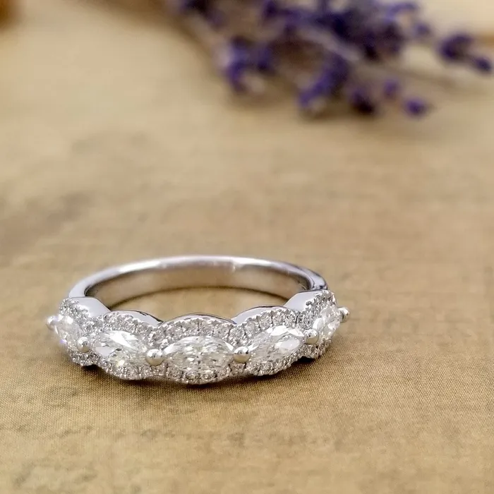 deBebians Rings Marquise and Round Diamond Pave Ring