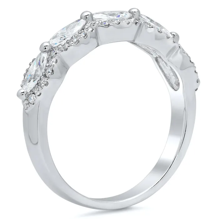 deBebians Rings Marquise and Round Diamond Pave Ring