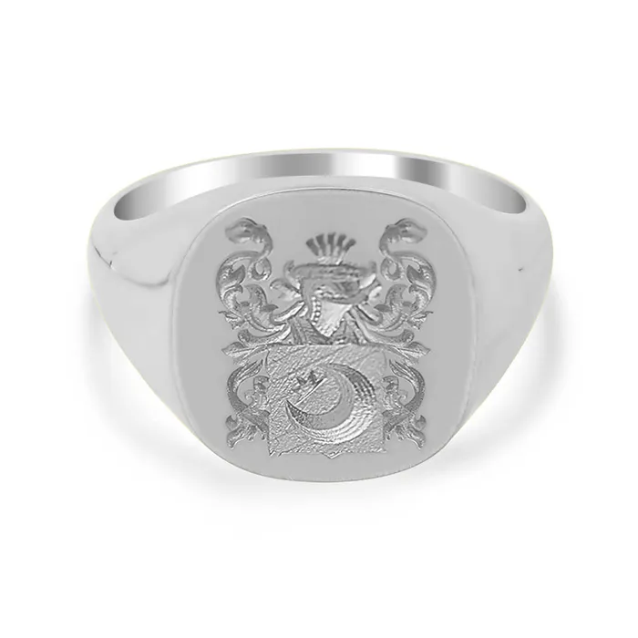 deBebians Rings Mens Square Signet Ring Medium CAD Designed Family Crest Logo