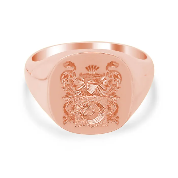deBebians Rings Mens Square Signet Ring Medium CAD Designed Family Crest Logo