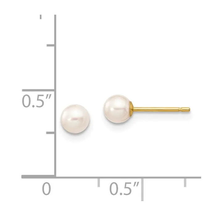 Earrings 14k 45mm White Round Freshwater Cultured Pearl Stud Post Earrings Jewelry Earrings 14k 45mm White Round Freshwater Cultured Pearl Stud Post Earrings Jewelry