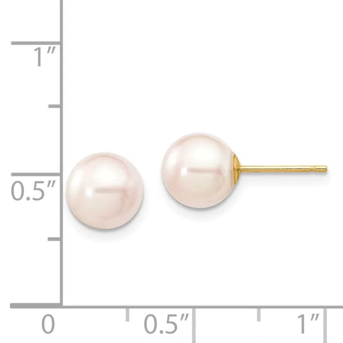 Earrings 14k 78mm Round White Saltwater Akoya Cultured Pearl Stud Post Earrings Jewelry Earrings 14k 78mm Round White Saltwater Akoya Cultured Pearl Stud Post Earrings Jewelry
