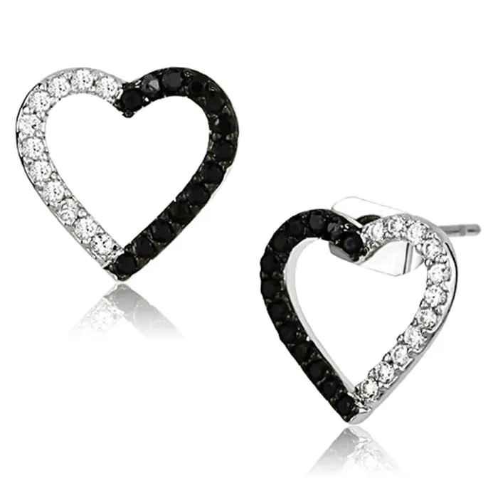 Earrings Alamode 3W381 Rhodium Ruthenium Brass Earrings with AAA Grade CZ in Jet Earrings Alamode 3W381 Rhodium Ruthenium Brass Earrings with AAA Grade CZ in Jet