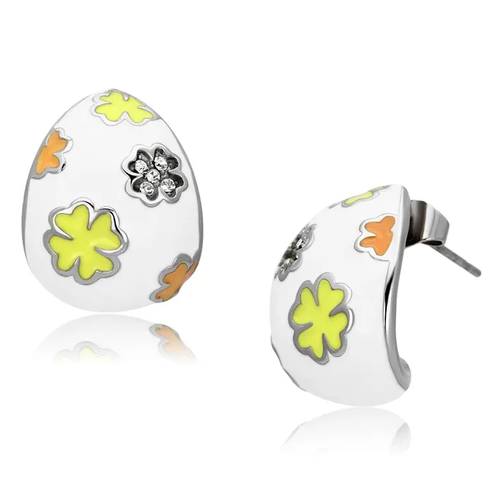 Earrings Alamode TK1043 High polished no plating Stainless Steel Earrings with Top Grade Crystal in Clear Earrings Alamode TK1043 High polished no plating Stainless Steel Earrings with Top Grade Crystal in Clear