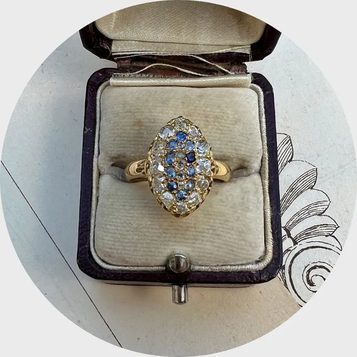 Edwardian Sapphire Diamond Marquise Ring 21stfinds Rings