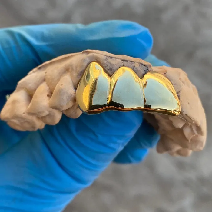 Gold Plated over 925 Sterling Silver Three Teeth Custom Grillz Bling Cartel Admin Rings