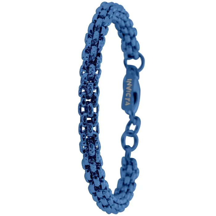 Invicta Bracelets Invicta Mens Bracelet Elements 925 Blue Stainless Steel Hook Buckle 39643