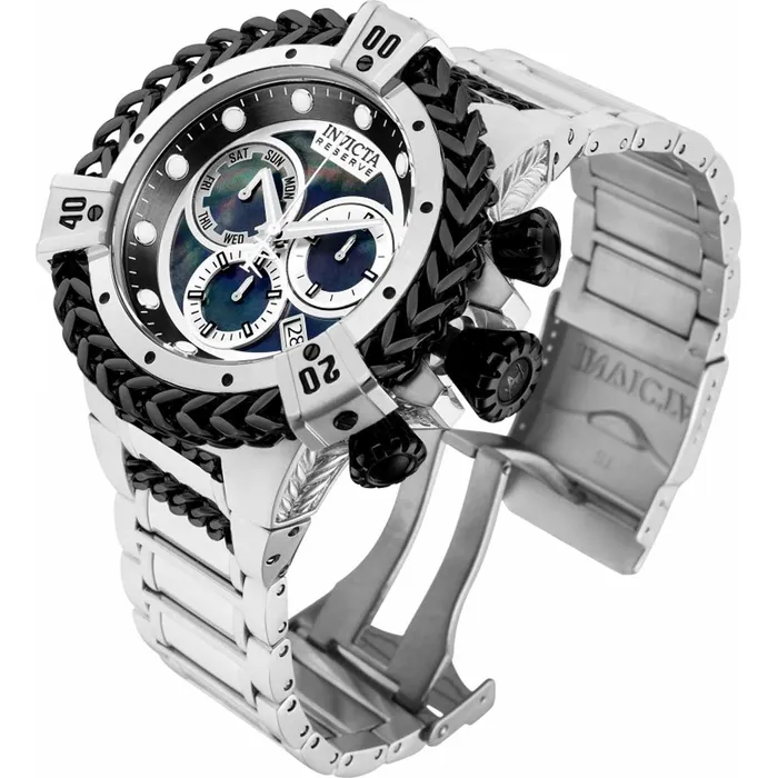 Invicta Mens Chronograph Watch Reserve Hercules Black and Silver Bracelet 33709 Invicta Bracelets