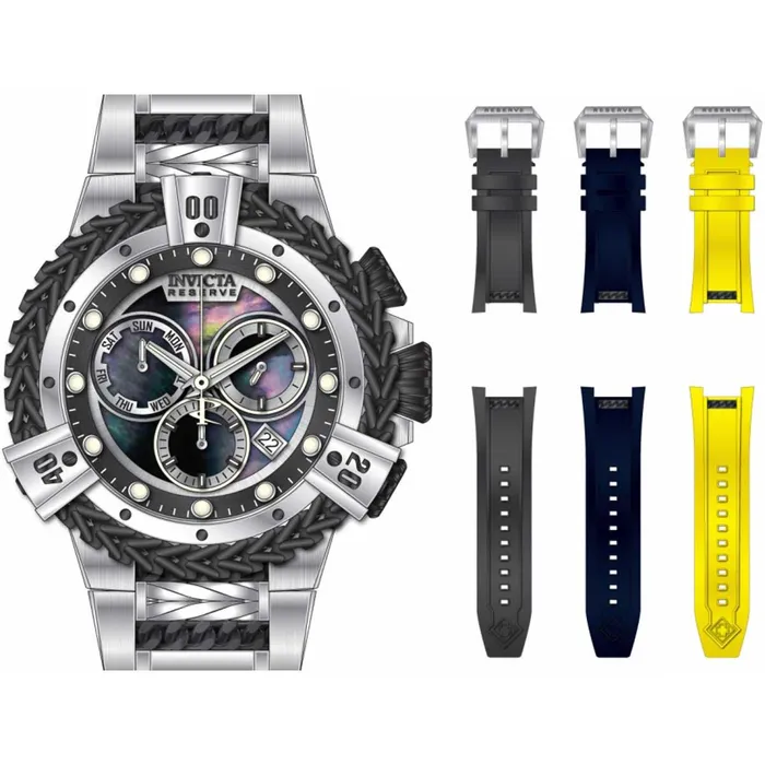 Invicta Mens Chronograph Watch Reserve Hercules Black and Silver Bracelet 33709 Invicta Bracelets