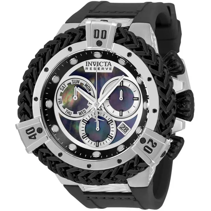 Invicta Mens Chronograph Watch Reserve Hercules Black and Silver Bracelet 33709 Invicta Bracelets